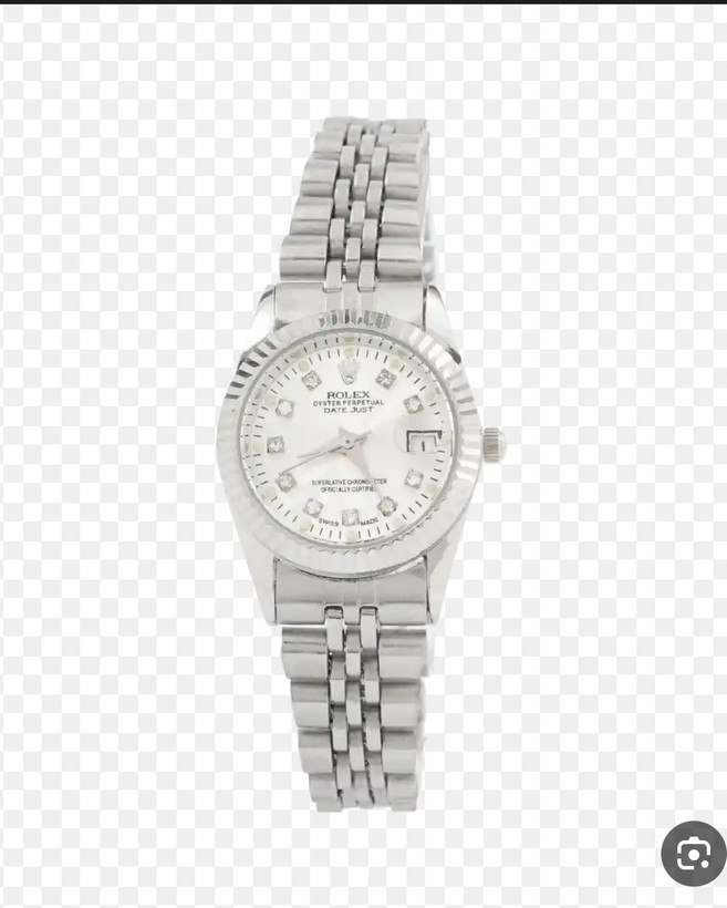 ساعت رولکس زنانه سیلور ساده و نگین دارRolex date-just -صفحه مشکی/سفید-HA