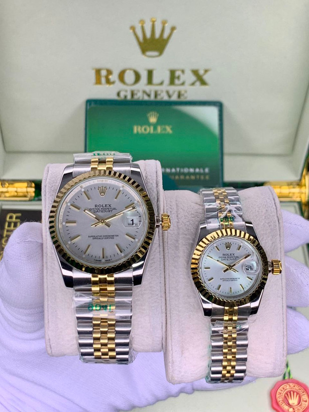 ساعت رولکس زنانه دورنگ سیلور طلایی ساده Rolex date-just -صفحه سفید-HA