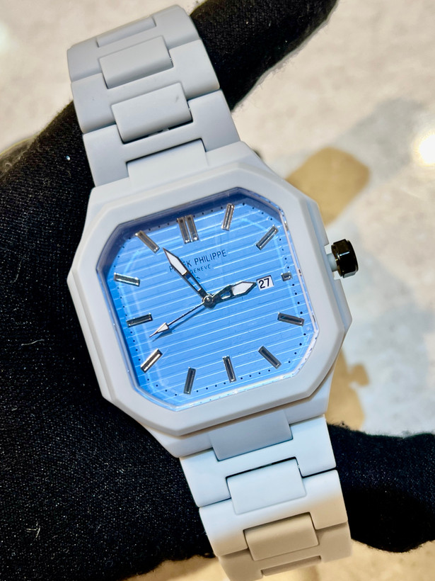 ساعت مردانه پتک فیلیپ Patek Philippeبا بند پلیمری (کربنی)-تقویم دار