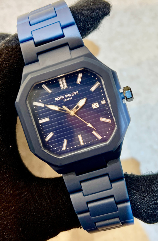 ساعت مردانه پتک فیلیپ Patek Philippeبا بند پلیمری (کربنی)-تقویم دار